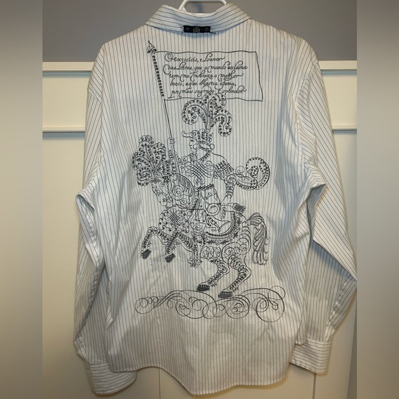 Rhinstone studded longsleeve button up striped dress shirt - Picture 11 of 11